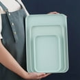 thumbnail image 3 of HBBKVI Set of 3 Plastic Plates, 3 Sizes Rectangular Dinner Plates, Green, 3 of 6