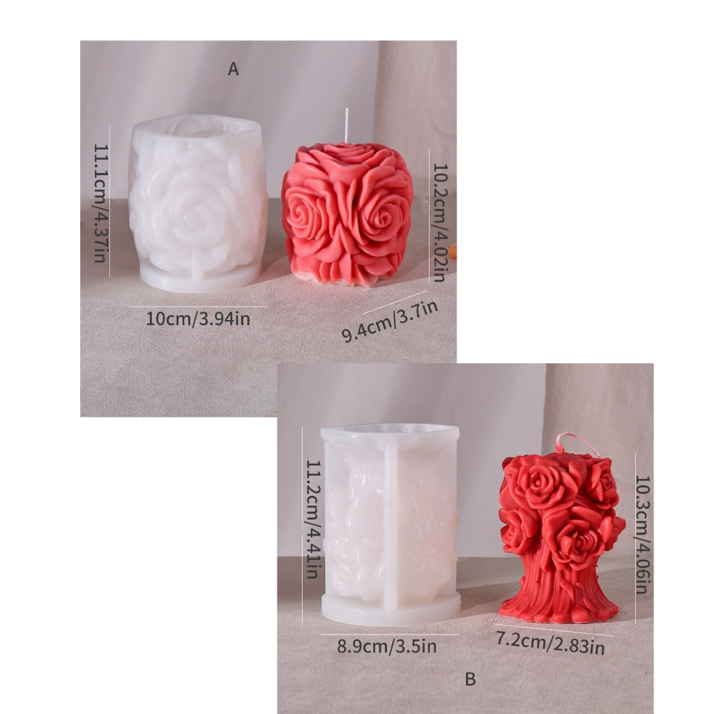 3D Candle Silicone Mold, Rose Flower Candle Mold for Candle Gypsum Ornament Home Decor Birthday Party Treats Resin Craft