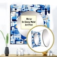 thumbnail image 3 of Designart "Striking Grid Pattern In Cobalt And White" 0 Square Mirror For Wall Decor - Large Blue Square Mirror Printed Wall Decor - Modern Square Living Room Mirror, 3 of 5