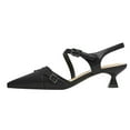 thumbnail image 4 of FSJ Women Comfort Pointed Closed Toe Slingback Pumps Kitten Low Heel Ankle Strap Buckled Sandals Office Work Shoes Size 12 Black, 4 of 4