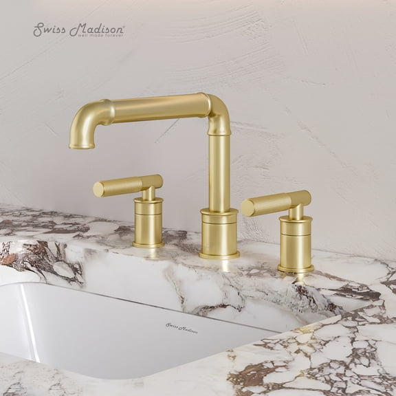 Avallon 8 in. Widespread, Sleek Handle, Bathroom Faucet in Brushed Gold