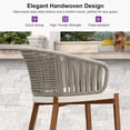 thumbnail image 5 of PURPLE LEAF Outdoor Rattan Bar Height Stools Set of 2 Modern Patio Metal Wicker Barstools Boho Aluminum Woven Bar Chairs with Wraparound Arm Backrest for Kitchen Island Garden Indoor Teak, 5 of 9