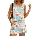 thumbnail image 4 of JULMCOMO 2 Piece Sets for Women Square Neck Floral Print Beach Vacation Lounge Outfits Drawstring 2026 Cruise Summer Clothes with Pockets Cyan 2XL, 4 of 8