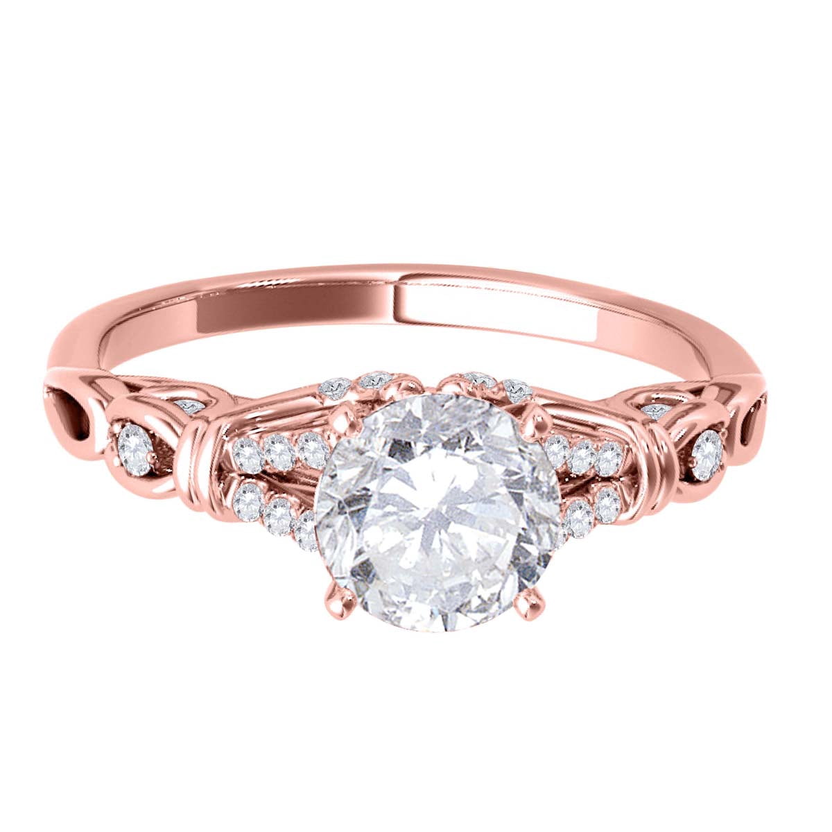 Mauli Jewels 0.75 Carat Halo Diamond Bridal Set Engagement Ring for Women, 10K White, Yellow or Rose Gold 4-Prong Wedding Ring with Matching Band (Ring Size: 7)