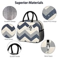 thumbnail image 4 of Obrewu Blue and Beige Modern Art Geometric Lunch Bag for Adult, Insulated, Leakproof, Oxford Cloth, 4 of 7