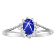 thumbnail image 5 of RYLOS Jewelry For Women Sterling Silver Birthstone Jewelry Ring, Earring & Pendant Necklace Gemstone & Diamonds 6X4MM  Blue Star Sapphire  September Birthstone Womens Jewelry Matching  Friendship, 5 of 10