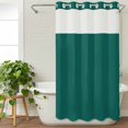 thumbnail image 3 of Dark Green No Hook Shower Curtain Waterproof, Bathroom Curtains with Snap in Liners and See Through Top Window, Modern Pure Dark Green Hotel Style Bathtub Curtains Shower 36"Wx78"L, 3 of 8