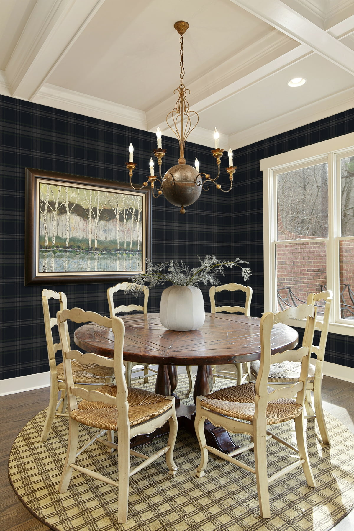 Nextwall Dark Blue & Evergreen Sennehill Plaid Peel And Stick Wallpaper - 20.5 in. W x 18 ft. L Roll