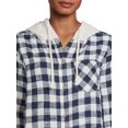 thumbnail image 4 of Time and Tru Women's Button Down Hooded Flannel Shirt, Sizes XS-XXXL, 4 of 5