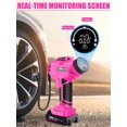 thumbnail image 4 of Tire Inflator Portable Air Compressor, Pink Cordless Car Tire Pump with 20V Rechargeable Battery, 12V Car Power Adapter, 150 PSI Handheld Air Pump for Car, Motorcycle, and Bike, Gift for Women, 4 of 10