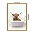 thumbnail image 5 of Kate and Laurel Highland Cow in Spring Bathtub Framed Canvas Wall Art by Amy Peterson 18 x 24 Sylvie Natural, Whimsical, Animals, Bathroom, Flowers Art for Wall Decor, Living Room, Bedroom, 5 of 8