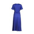 thumbnail image 2 of hirigin Women Elegant Asymmetric High Waist Solid Casual Short Sleeve V-Neck Dress, 2 of 9