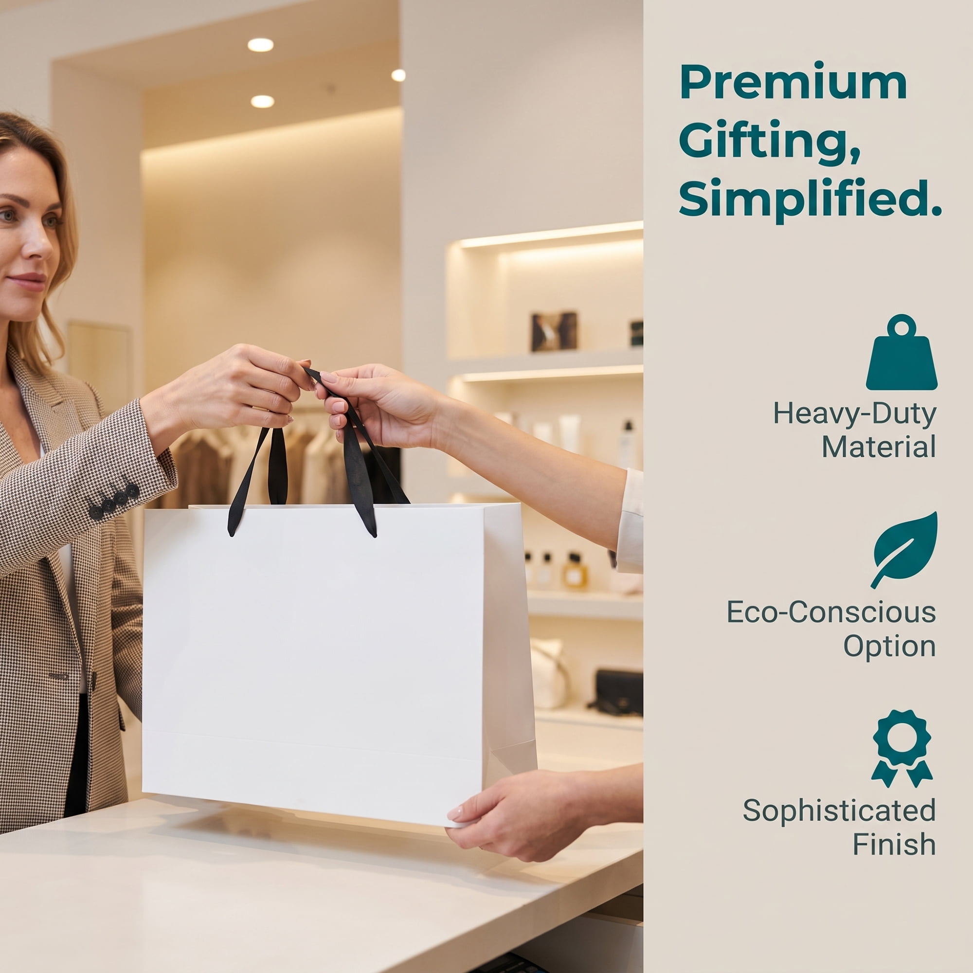 Unique Bargains Sturdy Thick Horizontal Paper Gift Bags White 12.6" x 4.3" x 9.8"