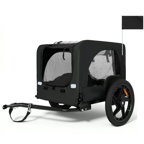 Heavy Duty Collapsible Pet Bike Trailer, 16-Inch All-Terrain Wheels & Universal Hitch, Foldable Dog Carrier Cart for Bicycles,Black