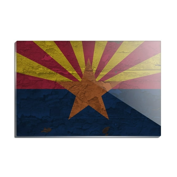 Rustic Arizona State Flag Distressed USA Rectangle Acrylic Fridge Refrigerator Magnet