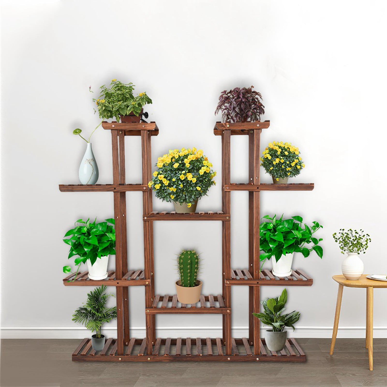 11 Tier Wood Plant Stand Ideal for Balcony Garden Patio Condo Porch Terrace Room 