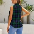 thumbnail image 3 of Modern Cute Blue And Green Plaid Blouses Women Bow Tops Elegant Sleeveless Office Work Shirt Casual Holiday Women's Tops, 3 of 6