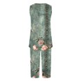 thumbnail image 4 of Conjunto de Verano para las Mujeres Casual Impreso sin Mangas Cuello Redondo Y Pantalones Recortados de Dos Piezas, 4 of 8