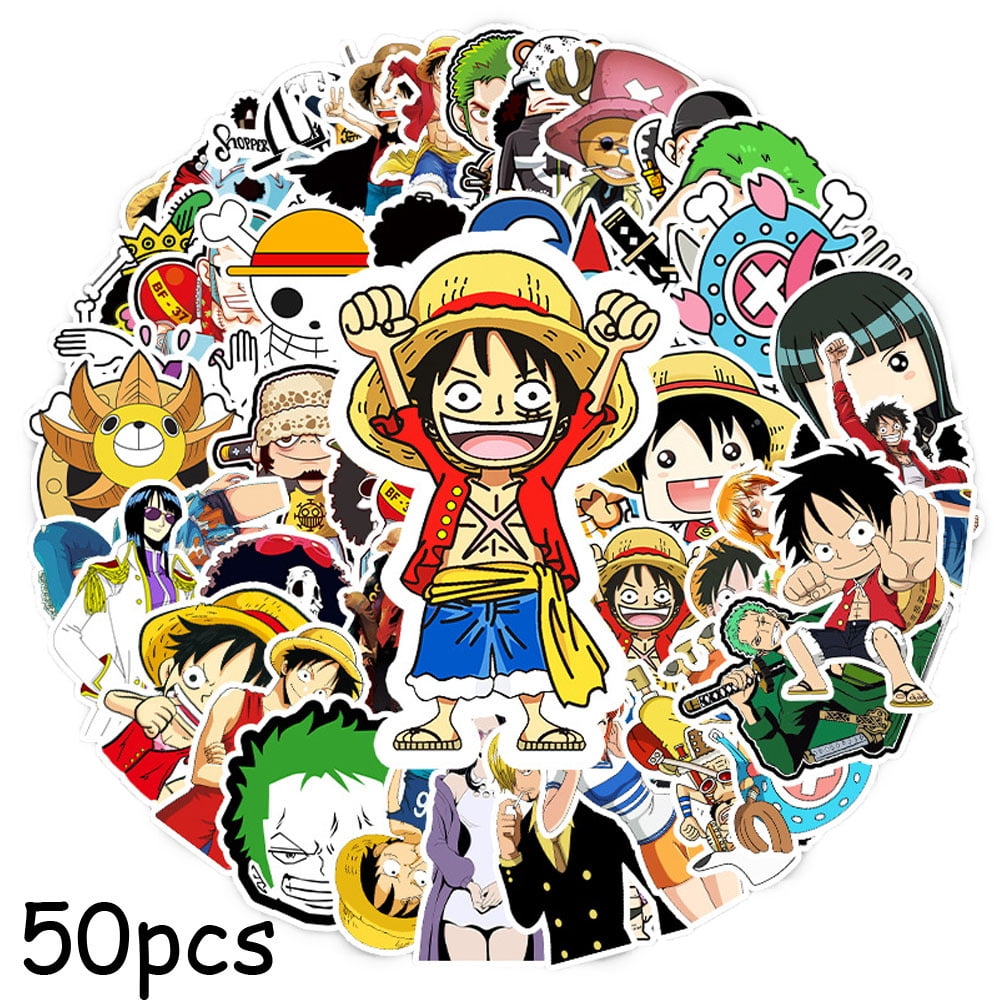 50Pcs Anime One Piece Stickers Pack Vinyl Laptop Water bottle Luggage Decal Bomb 