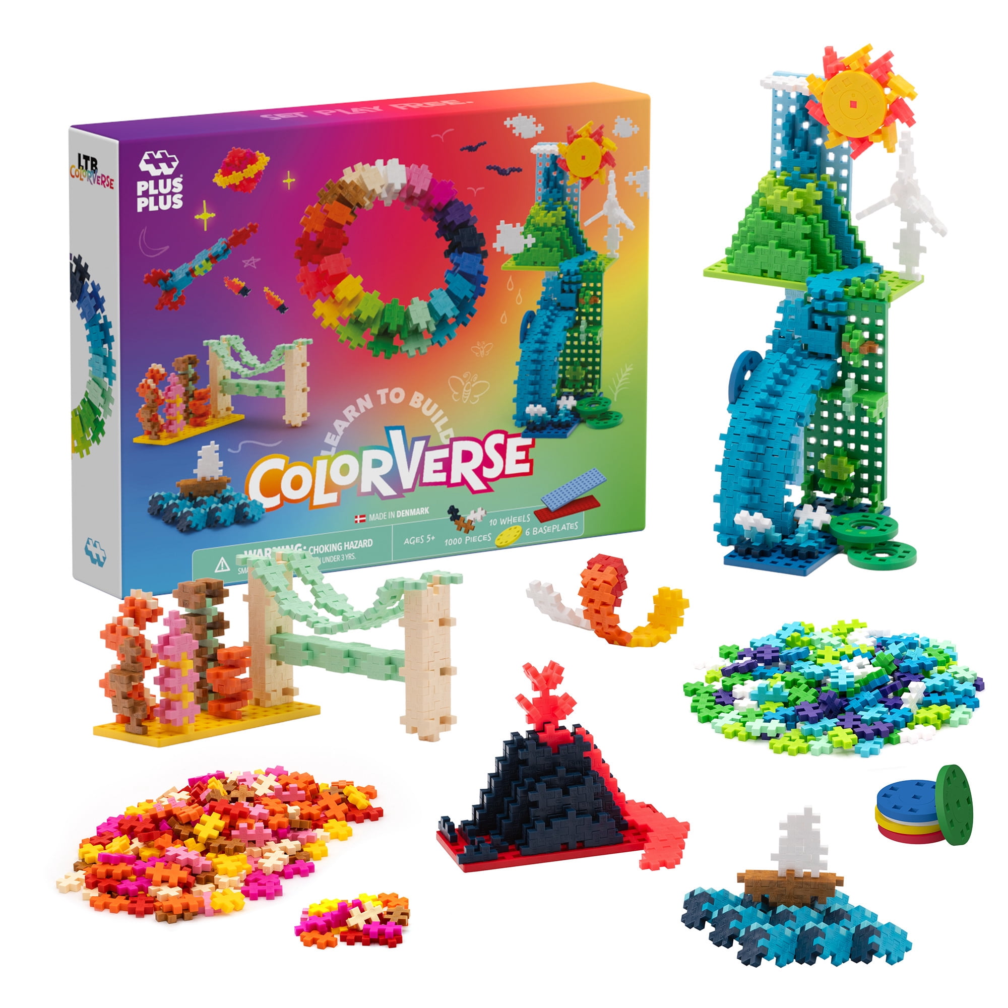 Plus-Plus: Learn To Build - Colorverse - 1000pc Set, Interlocking Mini Puzzle Blocks, Free Play Bricks, STEM Construction & Building Toy, Kids Ages 5+