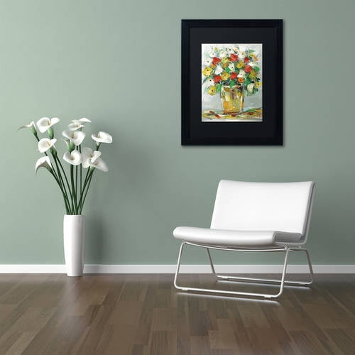 Trademark Fine Art "Spring Flowers in a Vase 11" Canvas Art by Hai Odelia, Black Matte, Black Frame