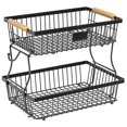 thumbnail image 1 of Cesta para Frutas y Verduras, Cesta de Almacenamiento con Gancho y Asa de Madera, Apilable y Extraíble., 1 of 5