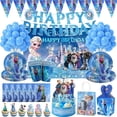 thumbnail image 2 of Decoraciones de fiesta de cumpleaños de Frozen de Disney, mantel, vajilla, globos azules, recuerdos de fiesta de cumpleaños para niños, 2 of 5