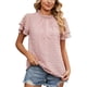 thumbnail image 1 of Blusa de jacquard de manga corta de doble capa de color puro suelta con cuello redondo para mujer para uso diario Rosa S, 1 of 7