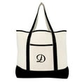 thumbnail image 2 of DALIX Monogram Bag Personalized Totes For Women Open Top Black Letter D, 2 of 8
