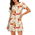 thumbnail image 1 of Vsdgher Motif Poulet Dessin Animé Chemise de Nuit à Manches Courtes Col Rond Mignonne Robe de Nuit Confortable, 1 of 6