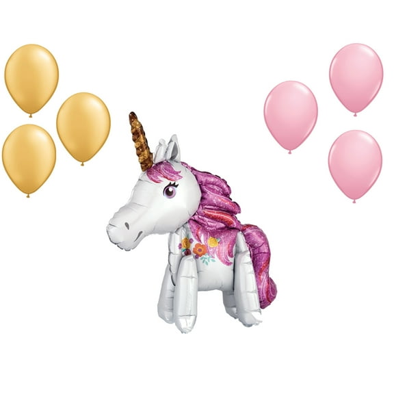 LOONBALLOON Unicorn Theme Balloon Set, 25 Inch Air Fill Magical Unicorn Multi-Balloon and 6x latex balloons