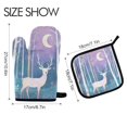 thumbnail image 2 of Yayeee Oven Mitts and Pot Holder Set of 2 Heat Resistant Kitchen Gloves Baking Hot Pad, Purple Night Deer, 2 of 5