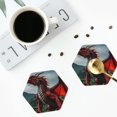 thumbnail image 5 of Pofeuu Majestic Red Dragon Print Leather Coasters Set of 6, Round Cups Mugs Mat Pad for Home Kitchen Heat Resistant Drink Coasters,Hexagon, 5 of 7