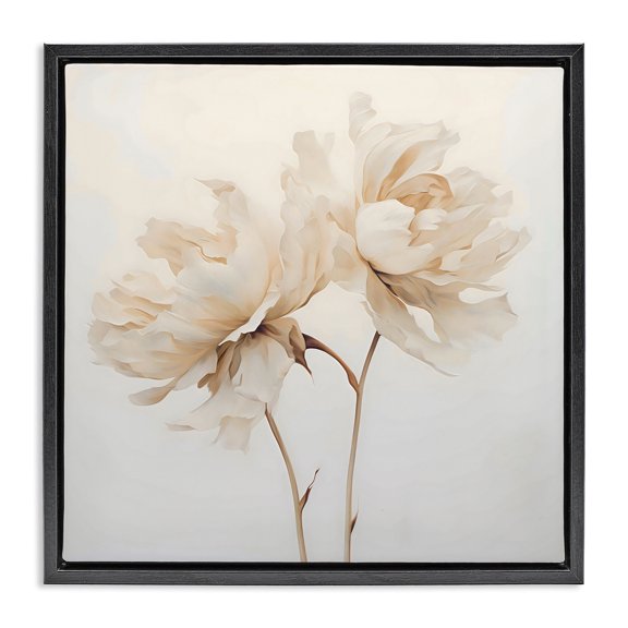 Stupell Industries Shabby Chic Soft Blooming White Peonies Black Floating Frame Canvas Art, 18 x 18, by Creative Studio