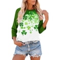 thumbnail image 6 of BEFOKA Women'S Shirts 3/4 Long Sleeve St Patricks Day Crewneck Sweatshirt Irish Shamrock Printed Pullover Sweatshirt Tops For Women Trendy Blouses Green Graphic Tshirts Holiday Outfits Tee Tops, 6 of 7