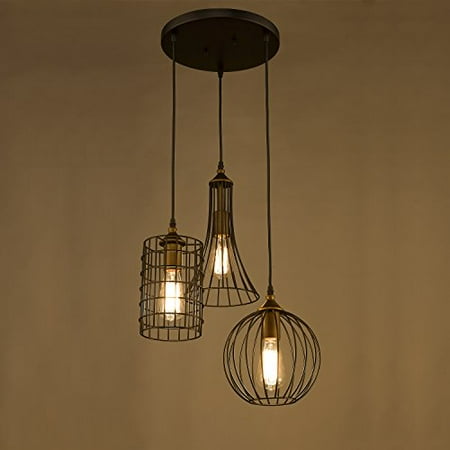 Oil Rubbed Bronze Lantern Pendant Light yobo lighting antique 3 lights island oil rubbed bronze chandelier wire cage pendant light walmart com