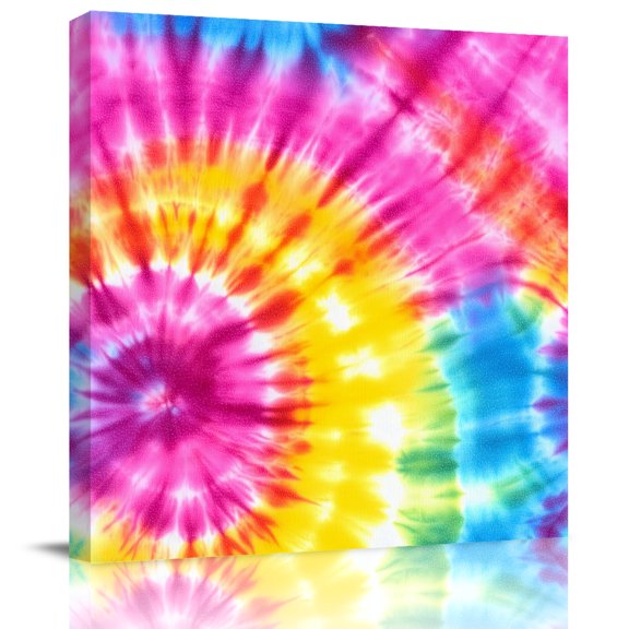 Wall Art Prints, Colorful Boho Framed Canvas Prints for Bedroom Living Room Bathroom Office, Pink Yellow Blue Green Tie Dye Abstract Art Gallery Wrap Wall Art Poster for Gifts Home Decor 12"x12"