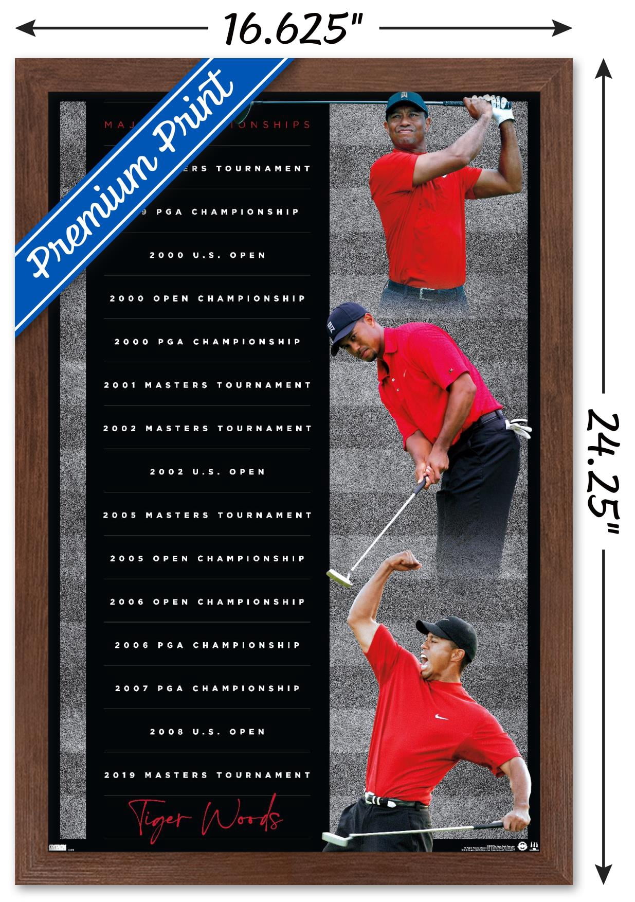 Tiger Woods - Majors 16" x 24" Framed Poster, by Trends International