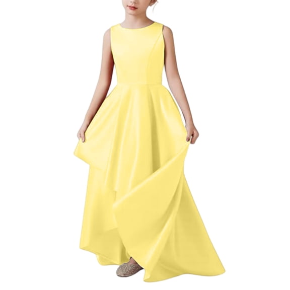 XXWXYD Little Juniors Girl Long Bridesmaid Dress Wedding Flower Girls Formal Pageant Par𝗍y Dresses Chiffon Sleeveless Princess Gown Evening Reception