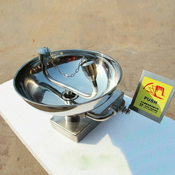 TOPCHANCES Eye Wash Station, Wall-Mounted Emergency Eyewash Station with Covers Faucet & Push Plate