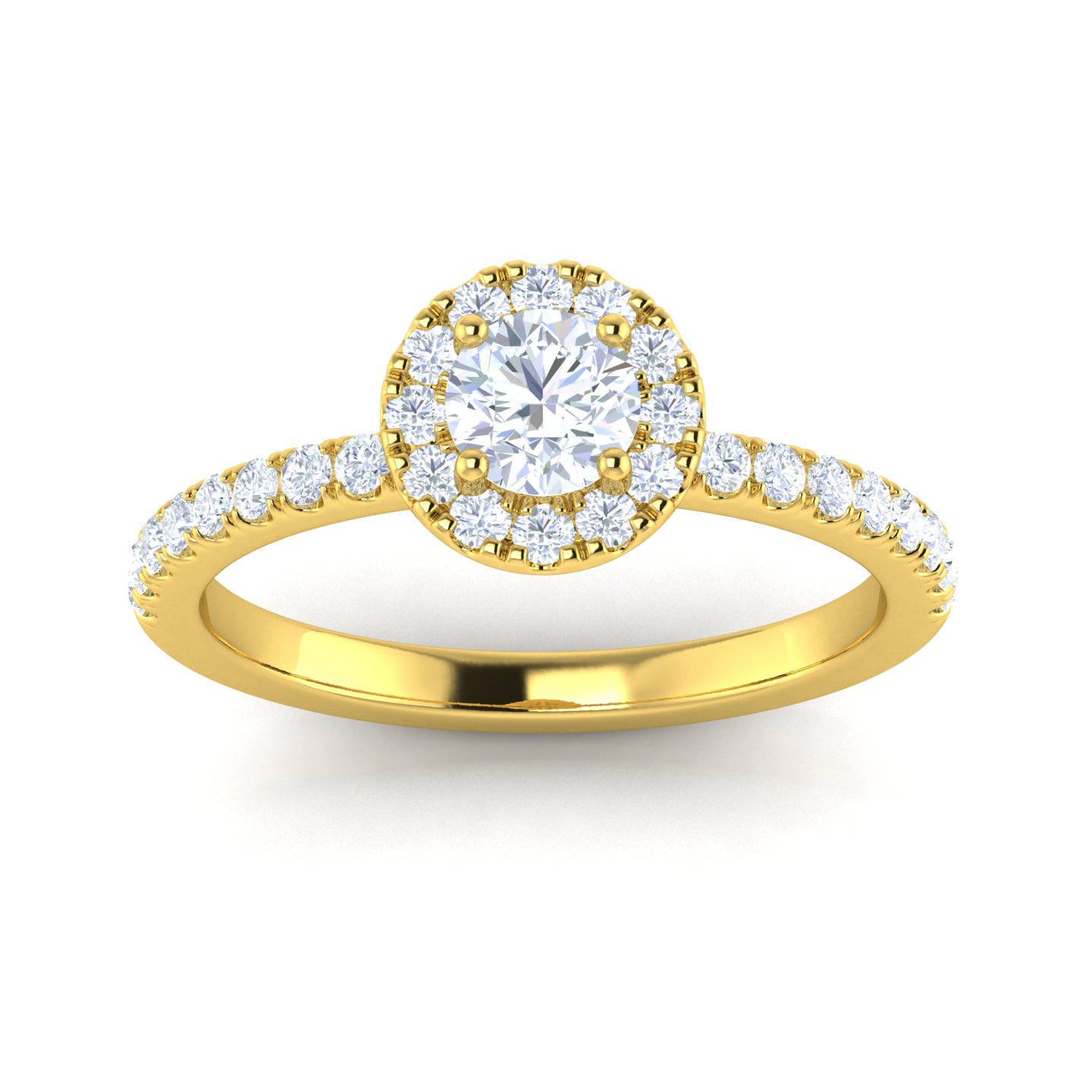 Certified G/I1 1 Carat TW Diamond Halo Set Engagement Ring in 10k Yellow Gold