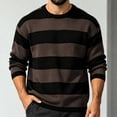 thumbnail image 2 of SEROYE Mens Knit Sweaters Color Block Wide Horizontal Striped Long Sleeve Crewneck Ribbed Trim Pullover Casual Tops (XS, Brown), 2 of 5