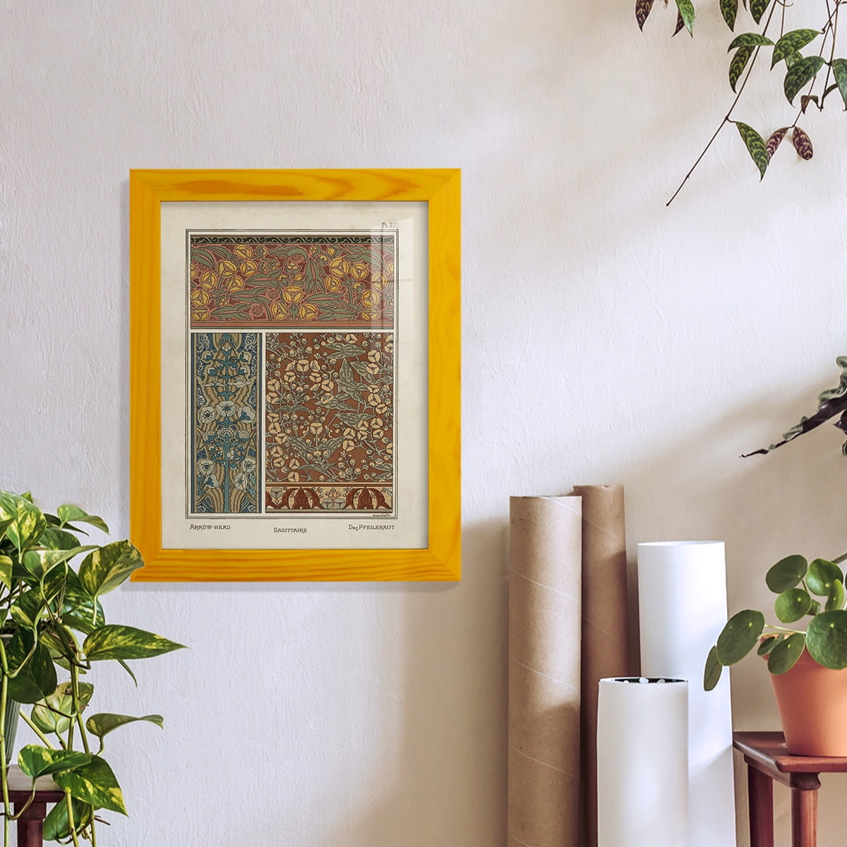 Nouveau Decorative II - Framed Print w/glass - Sunflower Yellow