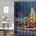 thumbnail image 2 of Fenyluxe Christmas Tree Snow House Print Shower Curtain, Home Bathtubs Bathroom Decoration, Polyester Fiber Bathroom Curtain with Hooks 60x72, 2 of 7