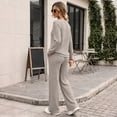 thumbnail image 5 of SUNBS Two Piece Sets Womens Lounge Sets Fall Wide Leg Pants with Pocket Matching Sets Crew Neck Top Casual Pajamas Sets Clothes, 5 of 8