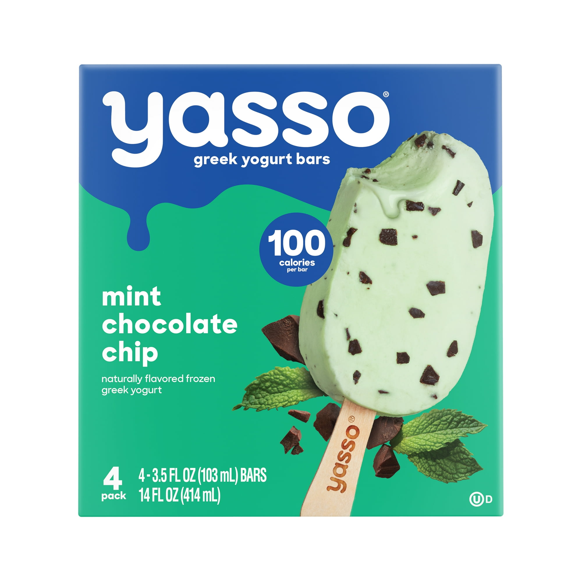 Yasso Frozen Greek Yogurt Mint Chocolate Chip Bars, 4 Count
