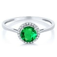 thumbnail image 3 of Gem Stone King 10K White Gold Green Nano Emerald and White Diamond Engagement Ring | 0.99 Cttw | Round 6MM | White Gold Ring for Women, 3 of 6