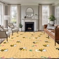 thumbnail image 2 of Cartoon Style Bees Large Area Rugs 5x8 ft Yellow Honeycomb Cute Animal and Flowers Washable Rug Non Slip Indoor Carpet Absorbent Floor Mat for Living Room Bedroom Dining Room, 2 of 9