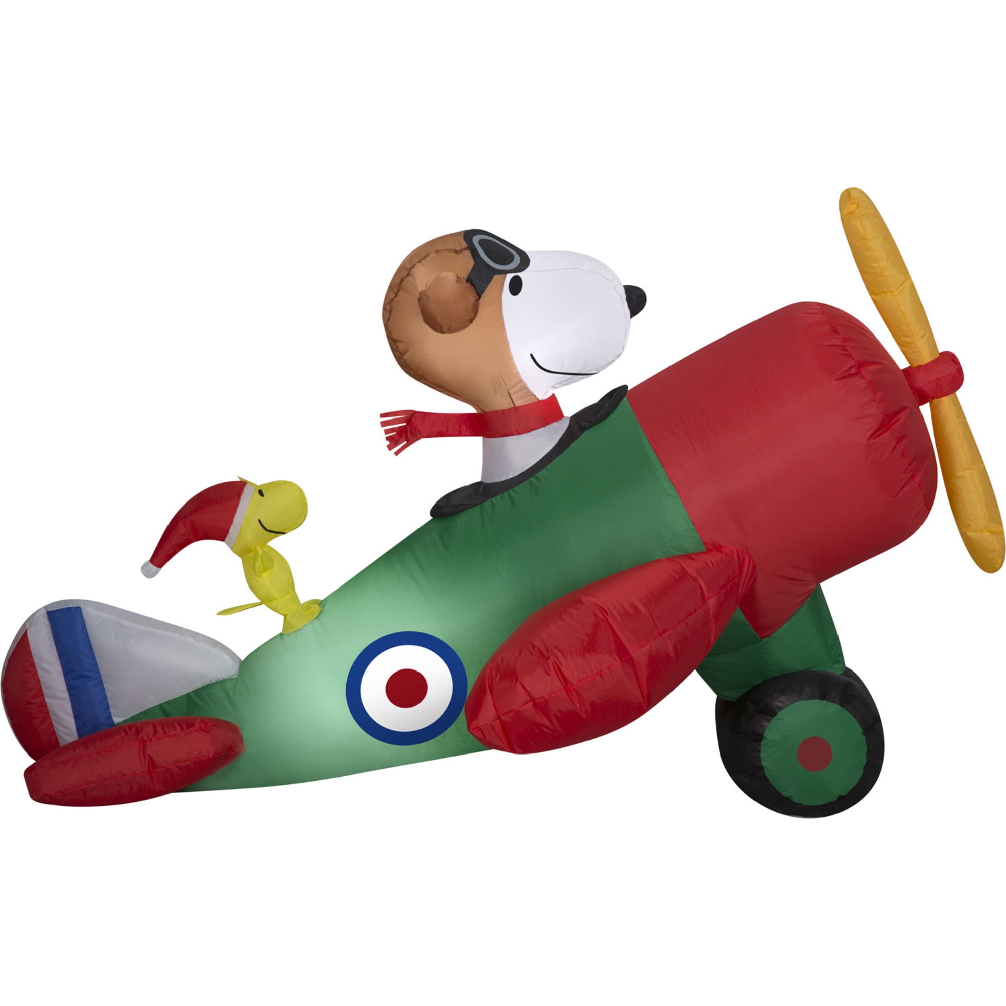 4.5 ft. L Christmas Yard Inflatables Peanuts Snoopy In Airplane Scene