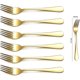 thumbnail image 2 of Tenedor de cena dorado, 6 piezas, tenedores de acero inoxidable de 20,5 cm, cubiertos de boda chapados en titanio dorado, tenedores dorados, juego de 6, 2 of 4